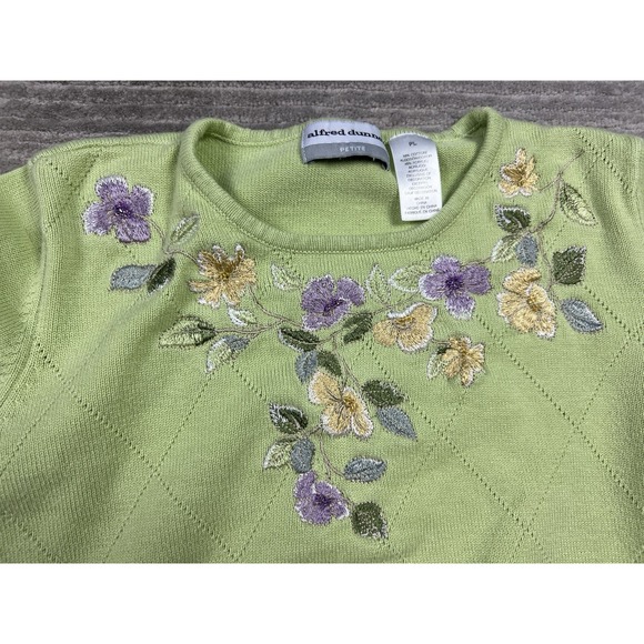 Alfred Dunner Sweater Womens PL Petite Large Floral Short Sleeve Cotton Blend - Picture 4 of 12